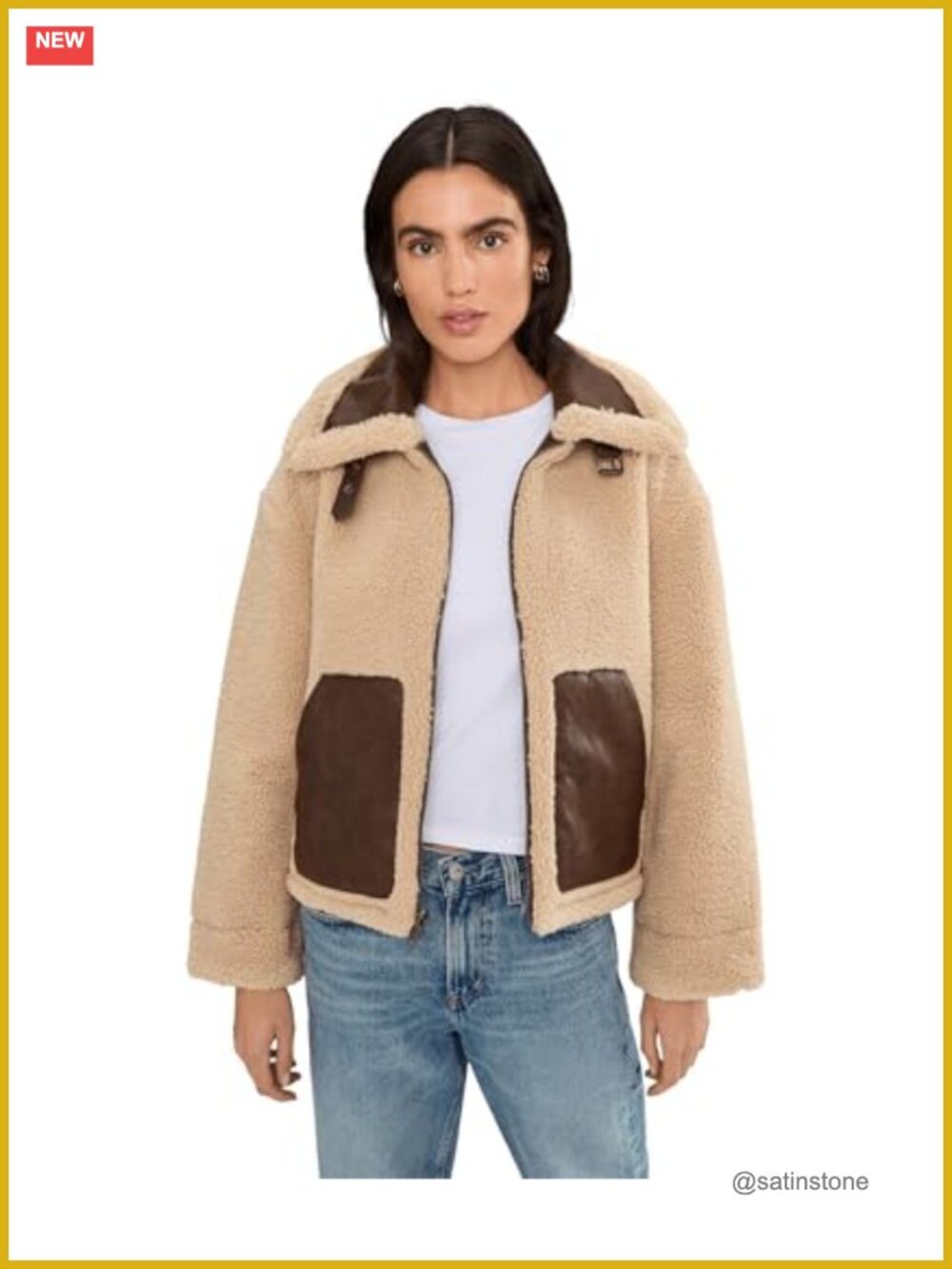 Reversible Faux Leather Sherpa Jacket Long Sleeve